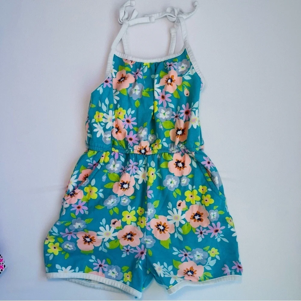 Cat & Jack Kids Matching Sets dress romper tank shorts set - Pink, green, White - Picture 8 of 15
